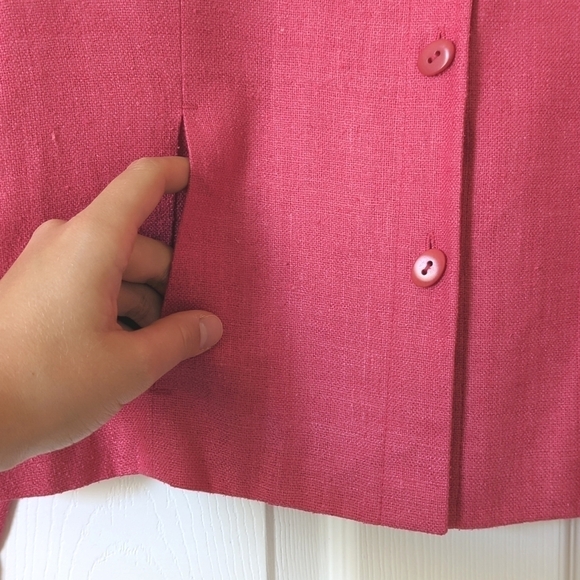 Dana Buchman 90's Vintage Lightweight Linen Collared Button Up Shacket Pink 10 - Picture 10 of 14